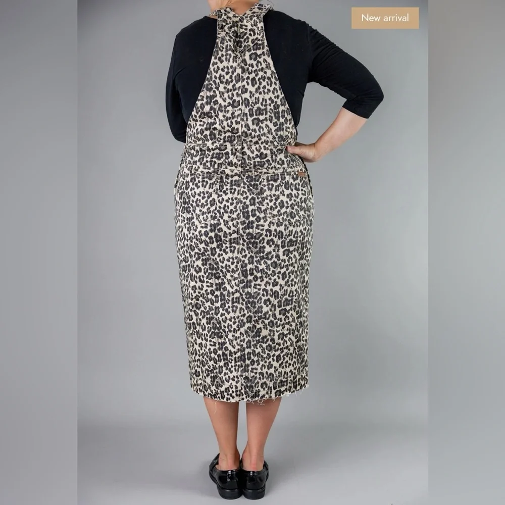 Nuggles Denim Leopard Print Overall Dress size XXL - Picture 3 of 16